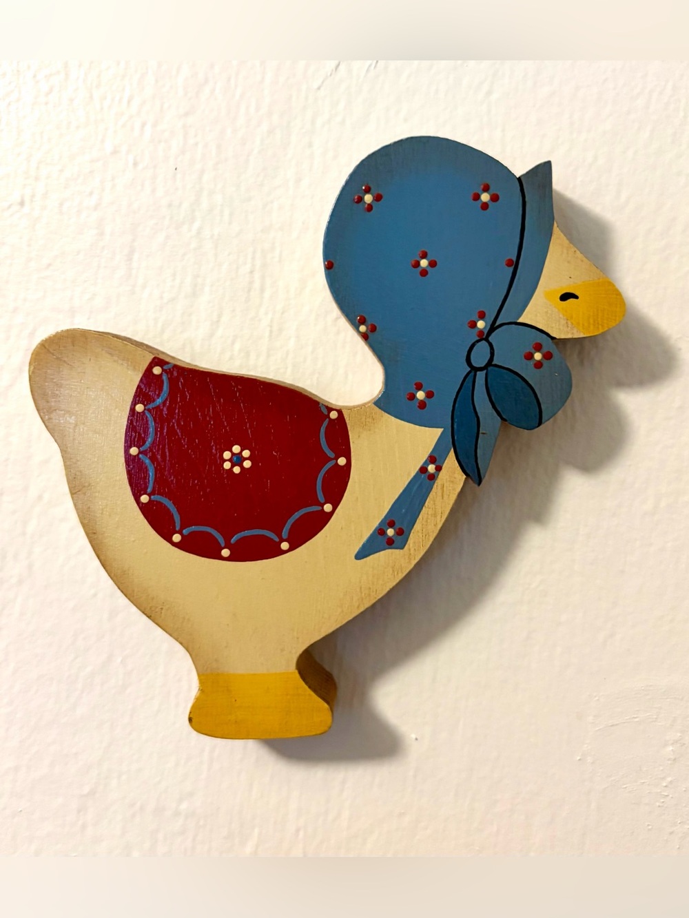 Vintage Folk Art Cottagecore Wooden Goose Duck Wall Hanging Decor